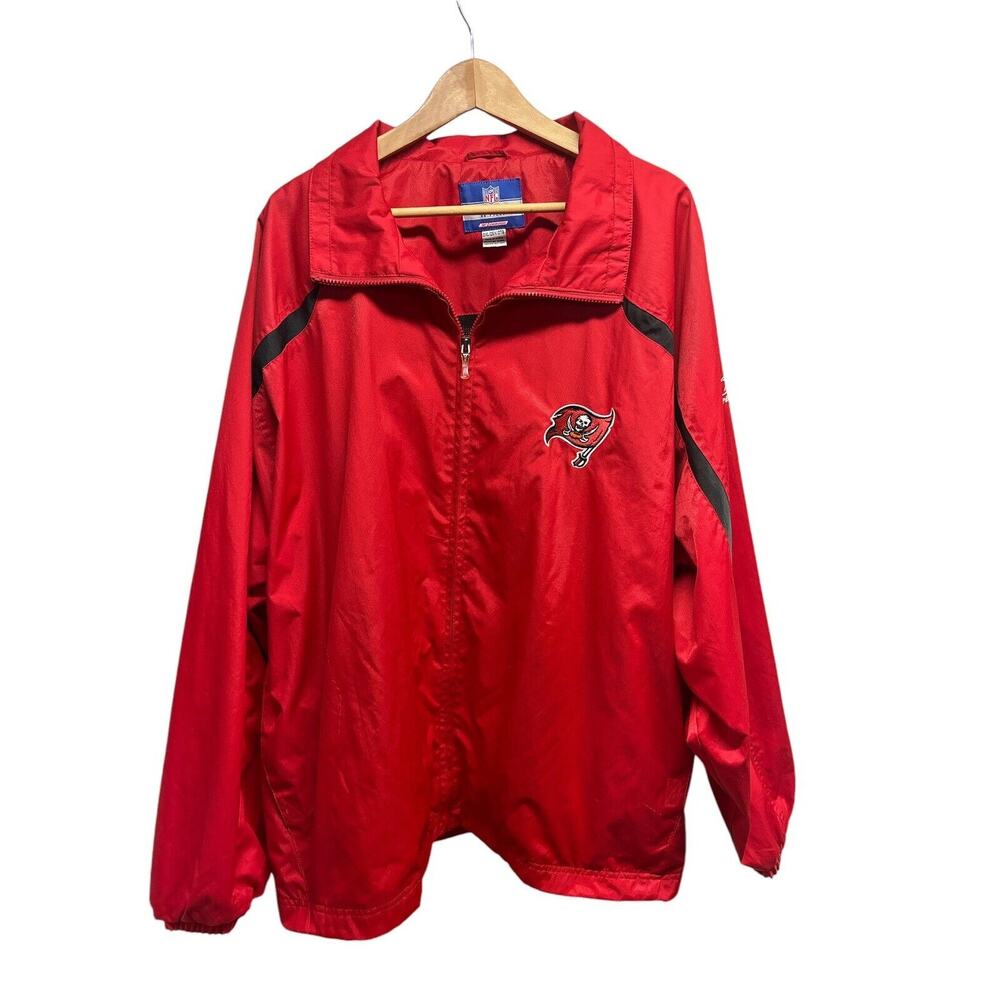 Vintage Tampa Bay Buccaneers Jacket Mens 2XL‎ Red Windbreaker Reebok On Field
